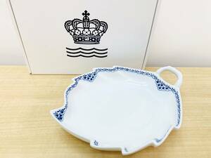 □ROYAL COPENHAGEN ロイヤルコペンハーゲン プリンセスブルー リーフ ディッシュ 未使用品 1 管理2103 店内