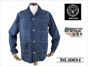 【送料無料 21%OFF 】HOUSTON ヒューストン USAコットン デニムシャツオール NO.40694 VINTAGE WASH_Lサイズ