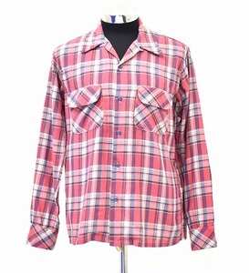 BONCOURA (ボンクラ) ONE-UP SHIRTS ワンナップシャツ 38 PINK CHECK ピンクチェック OPEN COLLAR オープンカラー 開襟 レーヨン