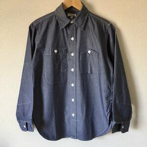  прекрасный товар Engineered Garments engineered garments Work Shirt-Cone Chambray Work автомобиль n пятно - рубашка XS размер локти укрепление ткань кошка глаз кнопка 