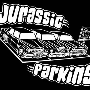 ■JURASSIC PARKING Tシャツ■ Lサイズ（ブラックxホワイト）LINCOLN CADILLAC CHRYSLER MOPAR