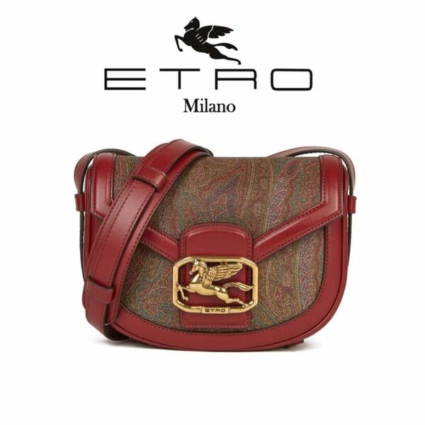 【送料無料】【未使用】ETRO エトロ ペガソ ショルダーバッグ ペイズリー 天馬　レディース　レア品　ペガサス　金具　レザー　斜め掛け