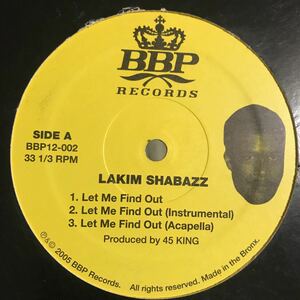 Lakim Shabazz / Let Me Find Out US盤