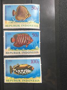 インドネシア 1972年　魚　4種完　未使用 NH