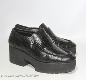 ma-juMaje Flatz Croco платформа Loafer легкий черный черный ko type вдавлено . кожа 39 размер примерно 24.5cm Испания производства б/у прекрасный товар 