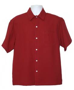 USA製 【2XL】 CALTOP キャルトップ 無地 プレーン 半袖 ボタンシャツ 赤 オールドスクール 西海岸 ギャング コンプトン USA正規品