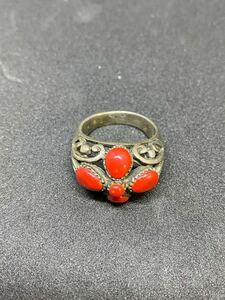  silver 925 mountain .. coral ring ring size approximately 16 number 