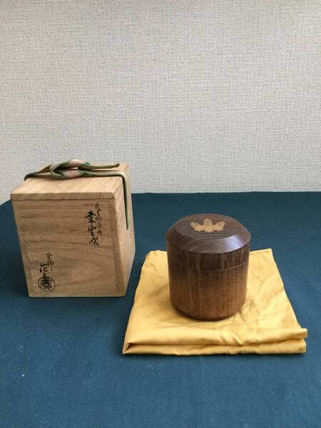 茶道具薄茶器 凡鳥桐蒔絵 雪吹 内金