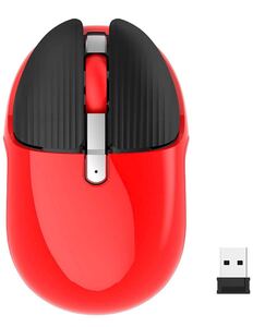 ワイヤレスマウス2.4G高精度 静音 無線ミニコンピュータマウス 赤