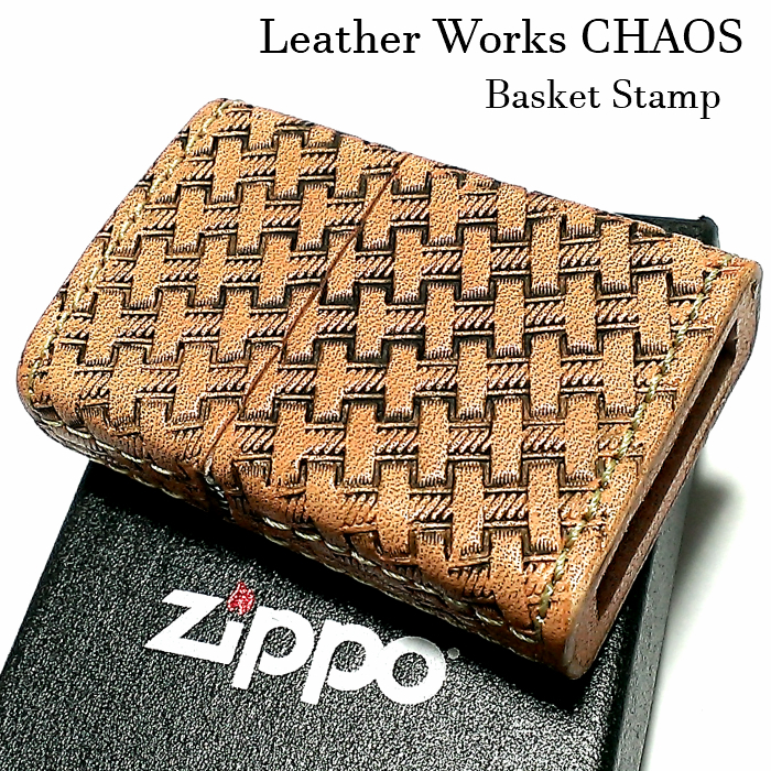 ZIPPO 打火机真皮包裹 Zippo 篮子印章四面雕刻时尚 Chaos Leather Works 正品牛皮手工制作酷炫皮革男式, 作家, Zippo, 其他的