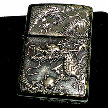 ZIPPO ライター ライズメタル 銀龍 亀甲 金 伝統工芸 ジッポ 本漆塗り 黒 かっこいい 竜 和柄 ゴールド ブラック ドラゴン 高級 ギフト_画像1