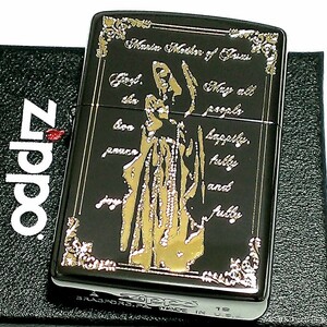ZIPPO ライター マリア ジッポ ブラックニッケル 黒金 エッチング彫刻 かっこいい おしゃれ メンズ レディース ギフト プレゼント