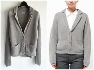 MARGARET HOWELL マーガレットハウエル CHUNKY LINEN リネンニットカーディガン グレー サイズ2 M ニットジャケット 15SS MHL 日本製