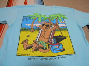 １９８７年製 GECKO HAWAII MAUI ヤモリ ビンテージ Tシャツ ターコイズMADE IN USA VINTAGE SURFINGオールドサーフ サーフィン サーファー