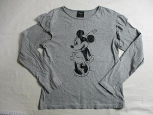 BB204【Disney】ミニーマウス　プリント　長袖　Ｔシャツ　女児　淡黒　150