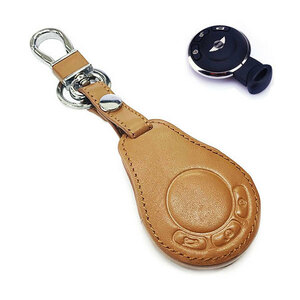 MINI Mini original leather case key holder key ring car smart key cover C model tea color free shipping 