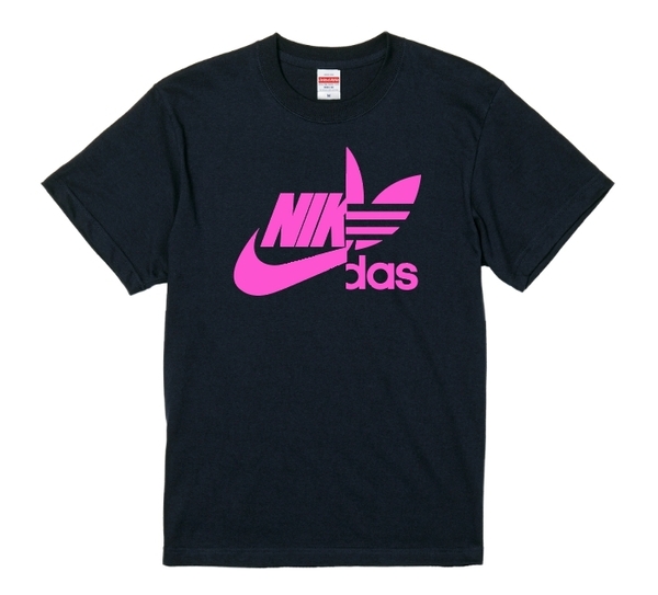 ナイダス Tシャツ2枚セット　Sサイズ(ブラック×蛍光ピンク)+XLサイズ(ブラック×ホワイト)