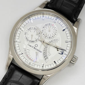 質イコー [カールFブヘラ] CARL F. BUCHERER 腕時計 マネロ レトログラード GMT 10901.08 メンズ 中古
