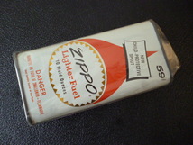 1974-78 ZIPPO FLUID CAN・59c 10 Fluid Ounces・プライス印刷・炎柄デザイン・ラージ・サイズ・オイル缶　入手困難　USED_画像1