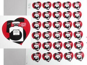 ● 日本未入荷 CHANEL シャネル NO5 フランス 記念切手 バレンタイン ハート 2021年 限定 新品 香水の瓶 シールタイプ 30枚 赤 レッド