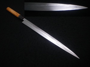 九寸　柳　96g　てっさ　鉄鎖包丁　257mm　水牛　河豚引　フグ引　刺身　日本製　本焼　Japanese　professional fishknife YANAGI HONYAKI