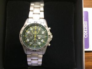 日本未発売新品正規SEIKOセイコークロノグラフミリタリーメタルベルト メンズ 腕時計