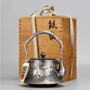 砂鉄製　コーティングなし 手作り鉄 やかんを沸かす お茶の道具★ 提梁壺 大容量鉄壺 1400ML