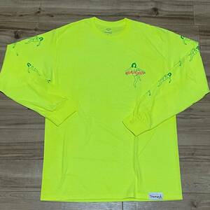 USA製 【M】 Diamond Supply Co. ダイヤモンドサプライ 長袖 Tシャツ Neon ネオンイエロー 蛍光 ロンT 綿100% ストリート LA (LT9)