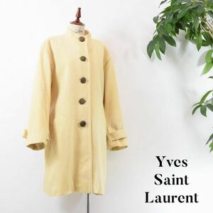C5357 OLD vintage Yves Saint Laurent イヴサンローラン スタンドカラー ウールコート ロングコート チェスターコート 膝丈 ベージュ M