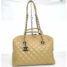 中古 シャネル バッグ CHANEL マトラッセ ミニ ボーリングバッグ チェーンショルダー シルバー金具 w140256_画像1