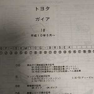 【パーツガイド】　トヨタ　ガイア　１０系　H10.5～　２００２年版 【絶版・希少】