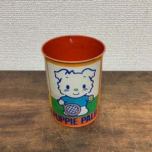 ●レトロ缶.日本生命.PUPPLE.PALS.jペン立て缶.中古品.11cm×8cm