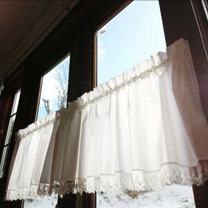 ホワイトコットン♪３m幅カフェカーテン 300cm×50cm 幅広 白いカーテン