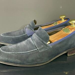 即決 送料込み LANVIN COLLECTION ランバンコレクション 25.5cm メンズ ローファー ネイビー スエード 革靴 日本製 ビジネス カジュアル