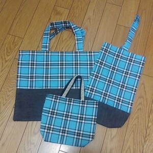 ハンドメイドレッスンバック、上履きバック、ミニ トートバッグ