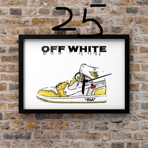 OFF-WHITE AIR JORDAN1オフホワイトエアジョーダン1 オマージュアートポスター(フレーム付き)