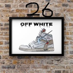 OFF-WHITE AIR JORDAN1オフホワイトエアジョーダン1 オマージュアートポスター(フレーム付き)