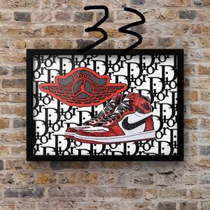 Dior AIR JORDAN1 ディオールエアジョーダン1 オマージュアートポスター(フレーム付き)