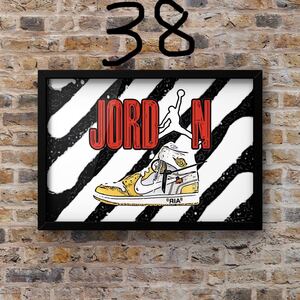 OFF-WHITE AIR JORDAN1オフホワイトエアジョーダン1 オマージュアートポスター(フレーム付き)