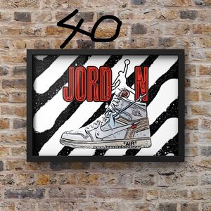 OFF-WHITE AIR JORDAN1オフホワイトエアジョーダン1 オマージュアートポスター(フレーム付き)
