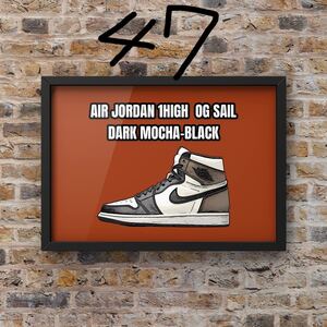 AIR JORDAN1HIGH DARK MOCHA エアジョーダン1 ハイ ダークモカ オマージュアートポスター(フレーム付き)