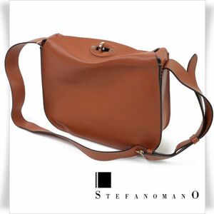 【新品未使用】定価6.5万 STEFANOMANO ステファノマーノ ショルダーバッグ 牛革 レザー イタリア製 ブラウン お洒落