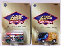 レア【 60'S VW ヒッピーバス 】 2台 '60S HIPPIE BUS PEACE / SUN & MOON ワーゲン バス ジョニーライトニング JOHNNY LIGHTNING 管理B10_画像1