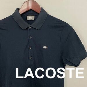 ラコステ LACOSTE ネイビー　メンズ　サイズ2 ポロシャツ　紺色　ファッション　衣類　シルバーワニ　銀ワニ　∬☆