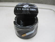 沖縄米海兵隊 U.S.MARINE CORPS COMBAT TROOPS OKINAWA DIVISION FOR OFFICIAL USE ONLY 陶器製 缶詰レーション型 灰皿 70代頃？_画像1