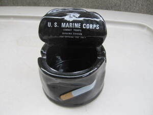 沖縄米海兵隊 U.S.MARINE CORPS COMBAT TROOPS OKINAWA DIVISION FOR OFFICIAL USE ONLY 陶器製 缶詰レーション型 灰皿 70代頃？