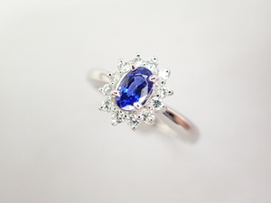 美品 タサキ 田崎真珠 Pt900 サファイア0.59ct ダイヤ計0.21ct デザイン リング 指輪