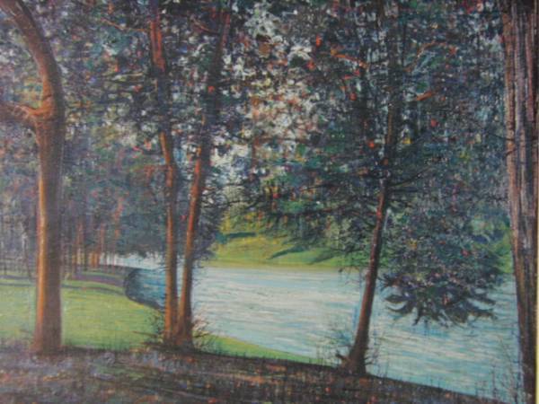 Jean Karzu, [Bronneux Forest Lake], From a rare framed art book, Brand new with frame, Good condition, postage included, yy, painting, oil painting, Nature, Landscape painting