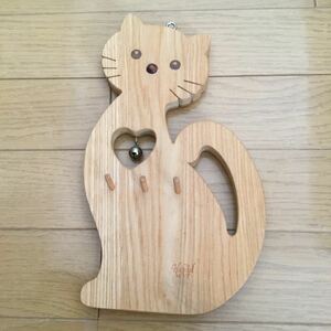 ハピテルミント　木製　猫　ネコ　鍵　キー　フック　鍵かけ
