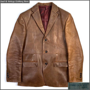  prompt decision *COMME CA DU MODE MEN* men's M leather tailored jacket Comme Ca Du Mode Men light brown group Brown original leather sheep leather ( goat ) center vent 